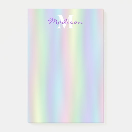 Soft Rainbow Holographic | Monogram Post-it Opmerk Post-it® Notes (Voorkant)