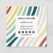 Soft Rainbow Minimalist Stripes Social Icons Vierkante Visitekaartje (Achterkant)