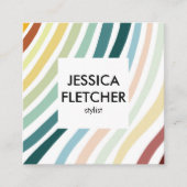 Soft Rainbow Minimalist Stripes Social Icons Vierkante Visitekaartje (Voorkant)