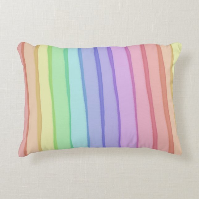 🌈 Soft Rainbow Polyester Accent Pillow 16 x 12 in Kussen (Voorkant)