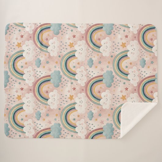 Soft Rainbow Sherpa Gift for Kids’ Cuddle Time Deken (Voorkant (horizontaal))