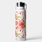 Soft Red Blush  Floral Naam toevoegen Waterfles (Achterkant)