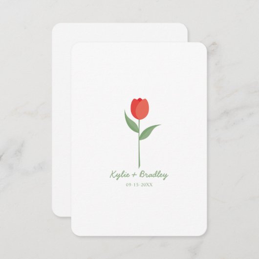Soft Red Minimalist Tulip Kaart (Voorkant / Achterkant)
