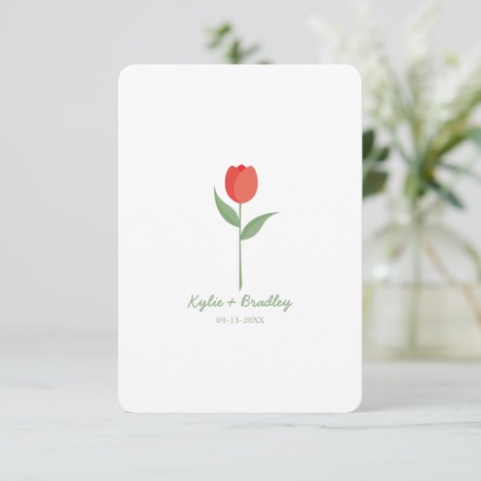 Soft Red Minimalist Tulip Kaart (Staand voorkant)