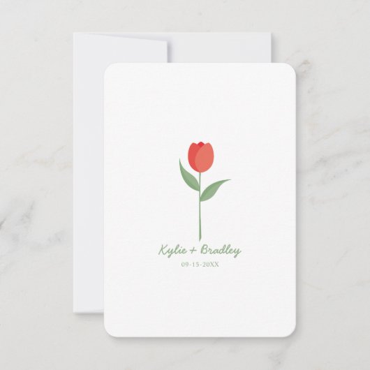 Soft Red Minimalist Tulip Kaart (Voorkant)