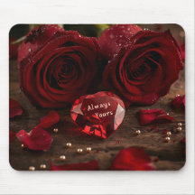 Soft Red Rose Romantic Valentine Office Mousepad