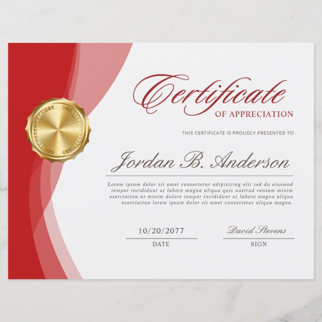 Soft Red Wave Professional-certificaattoekenning (Voorkant)
