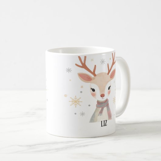 Soft Reindeer Illustration | Gentle Christmas Art Koffiemok (Voorkant rechts)