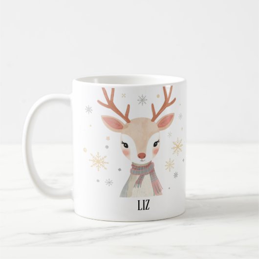 Soft Reindeer Illustration | Gentle Christmas Art Koffiemok (Links)