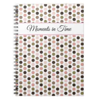 Soft, Retro Olive, Pink, and Brown Polka Dots Notitieboek