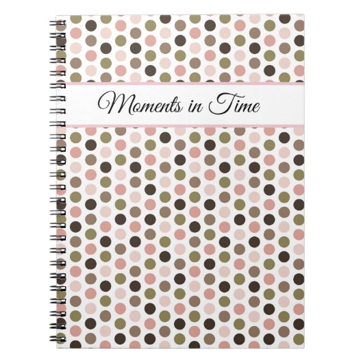 Soft, Retro Olive, Pink, and Brown Polka Dots Notitieboek (Voorkant)
