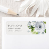 SOFT ROMANTIC AQUA BLUE WATERVERF FLORAL ADRES ETIKET (Insitu)