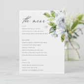 SOFT ROMANTIC AQUA BLUE WATERVERF FLORAL MENU (Staand voorkant)