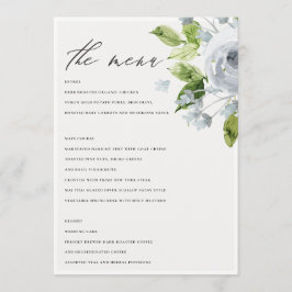 SOFT ROMANTIC AQUA BLUE WATERVERF FLORAL MENU