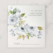 SOFT ROMANTIC AQUA BLUE WATERVERF FLORAL PLAATSKAARTJE (Buitenkant ongevouwen)