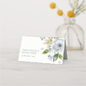 SOFT ROMANTIC AQUA BLUE WATERVERF FLORAL PLAATSKAARTJE (Achterkant)