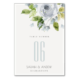 SOFT ROMANTIC AQUA BLUE WATERVERF FLORAL TABEL KAART