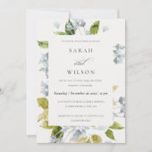 SOFT ROMANTIC BABY BLUE WATERVERF FLORAL WEDING KAART (Voorkant)