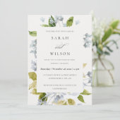 SOFT ROMANTIC BABY BLUE WATERVERF FLORAL WEDING KAART (Staand voorkant)