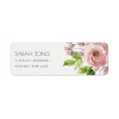 SOFT ROMANTIC BLUSH PINK WATERVERF FLORAL ADRES ETIKET (Voorkant)