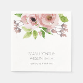SOFT ROMANTIC BLUSH PINK WATERVERF FLORAL SERVET