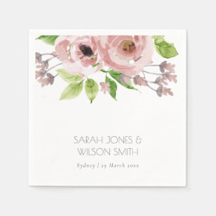 SOFT ROMANTIC BLUSH PINK WATERVERF FLORAL SERVET