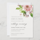 SOFT ROMANTIC BLUSH PINK WATERVERF FLORAL WEDING KAART (Voorkant)