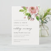 SOFT ROMANTIC BLUSH PINK WATERVERF FLORAL WEDING KAART (Staand voorkant)