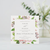 SOFT ROMANTIC BLUSH PINK WATERVERF FLORAL WEDING KAART (Staand voorkant)