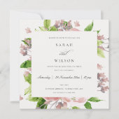 SOFT ROMANTIC BLUSH PINK WATERVERF FLORAL WEDING KAART (Voorkant)