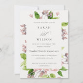 SOFT ROMANTIC BLUSH PINK WATERVERF FLORAL WEDING KAART (Voorkant)