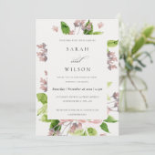 SOFT ROMANTIC BLUSH PINK WATERVERF FLORAL WEDING KAART (Staand voorkant)