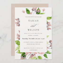 SOFT ROMANTIC BLUSH PINK WATERVERF FLORAL WEDING KAART
