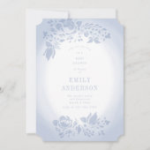 Soft Romantic Floral Blue Baby shower Invitation Kaart (Voorkant)