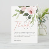 SOFT ROOS BLUSH PINK FLORA VRIJGEZELLENFEEST DANK  KAART (Staand voorkant)