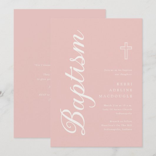 Soft Roos Gold Elegant Ivoor Script Doop Kaart (Voorkant / Achterkant)