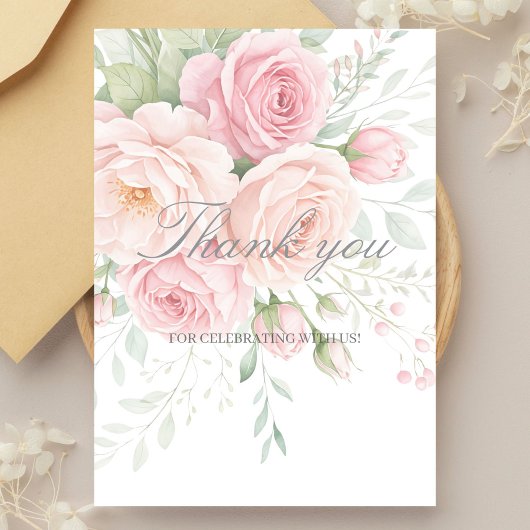 soft roses floral thank you card bedankkaart