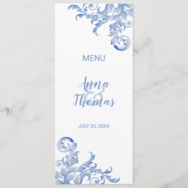 Soft Royal Blue Waterverf bloeien menu