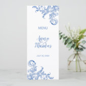 Soft Royal Blue Waterverf bloeien menu (Staand voorkant)