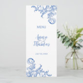 Soft Royal Blue Waterverf bloeien menu (Staand voorkant)
