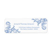 Soft Royal Blue Waterverf Flourish Etiket (Voorkant)