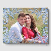 Soft Royal Blue Waterverf Flourish Gastenboek (Achterkant)