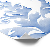 Soft Royal Blue Waterverf Flourish Seating Chart Poster (Hoek)