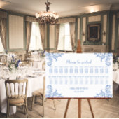 Soft Royal Blue Waterverf Flourish Seating Chart Poster
