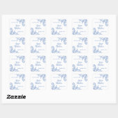 Soft Royal Blue Waterverf Flourish Wedding Favor Vierkante Sticker (Vel)