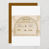 Soft Royal Gold Wedding Invitation | Elegant Minim Kaart (Voorkant / Achterkant)