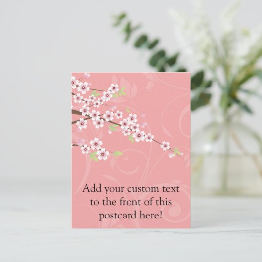 Soft roze Cherry Blossom Briefkaart (Staand voorkant)