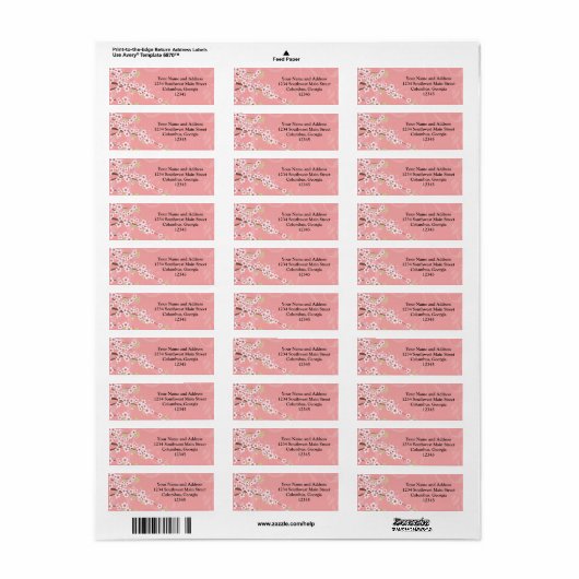 Soft roze Cherry Blossom Etiket (Full Sheet)