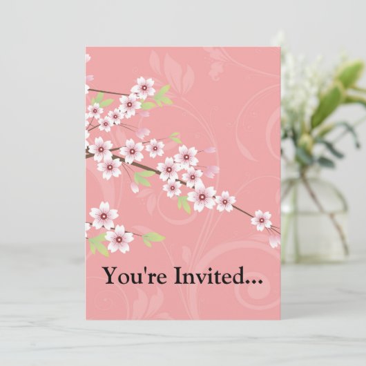 Soft roze Cherry Blossom Kaart (Staand voorkant)