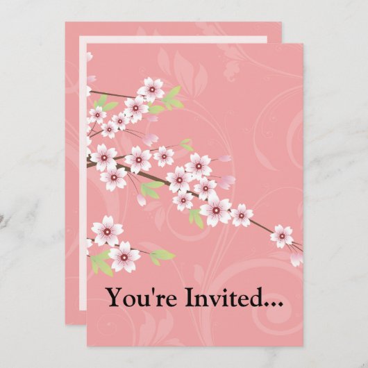 Soft roze Cherry Blossom Kaart (Voorkant / Achterkant)